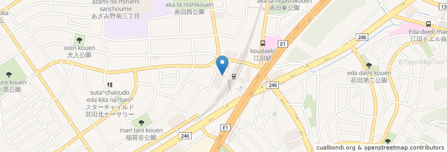 Mapa de ubicacion de えだ皮膚科クリニック en 日本, 神奈川県, 横浜市, 青葉区.