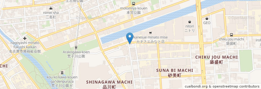 Mapa de ubicacion de すき家 en Japonya, 愛知県, 名古屋市, 港区.