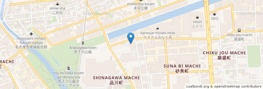Mapa de ubicacion de みなと花の湯 en Giappone, Prefettura Di Aichi, 名古屋市, 港区.