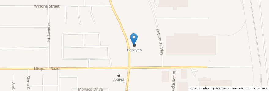 Mapa de ubicacion de Popeyes en United States, California, San Bernardino County, Victorville.