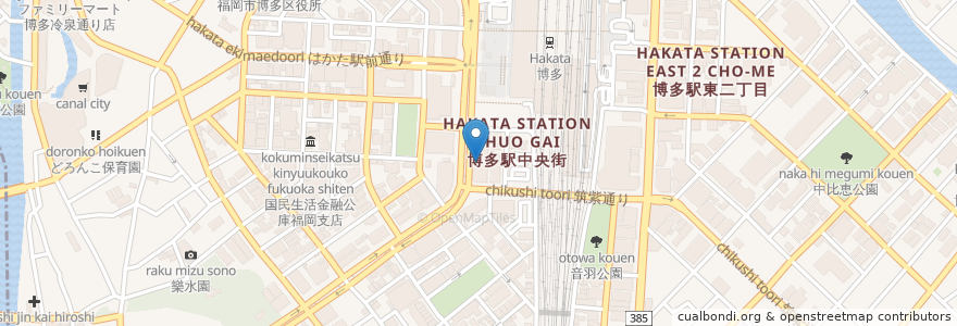 Mapa de ubicacion de スターバックス en Япония, Фукуока, 福岡市, 博多区.