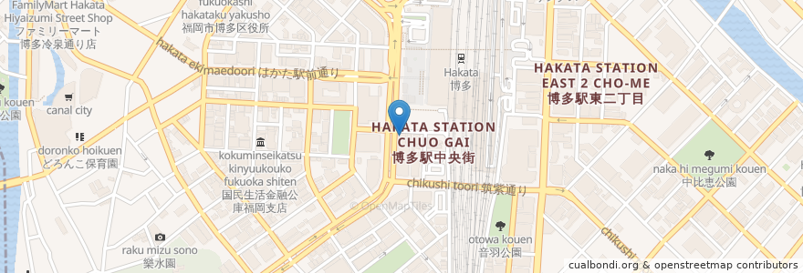 Mapa de ubicacion de JP Bank en Japan, Fukuoka Prefecture, Fukuoka, Hakata Ward.