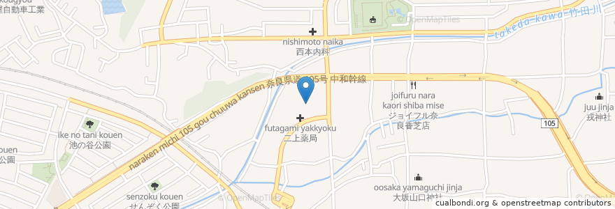 Mapa de ubicacion de 二上チャペル en ژاپن, 奈良県, 香芝市.