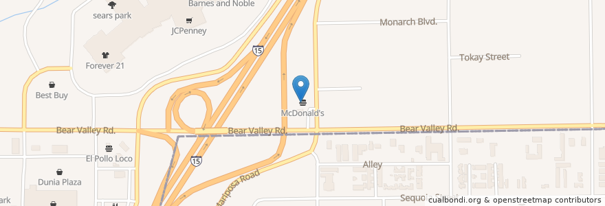Mapa de ubicacion de McDonald's en Estados Unidos Da América, Califórnia, San Bernardino County, Victorville.