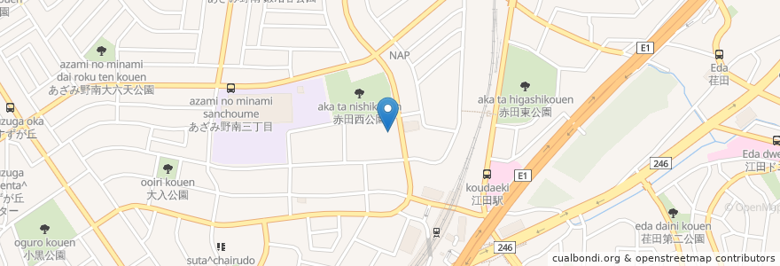 Mapa de ubicacion de Komeda en Japan, Kanagawa Prefecture, Yokohama, Aoba Ward.