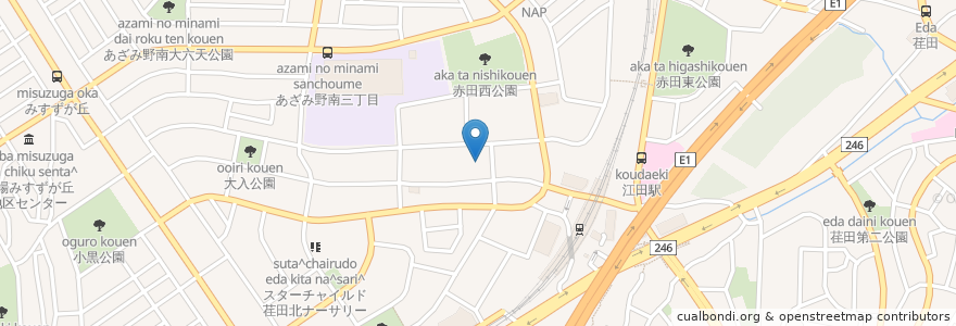 Mapa de ubicacion de なかの歯科クリニック en Japón, Prefectura De Kanagawa, Yokohama, 青葉区.
