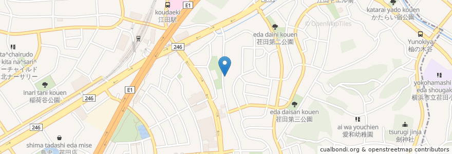 Mapa de ubicacion de 日本キリスト教団田園江田教会 en Japan, Kanagawa Prefecture, Yokohama, Aoba Ward.