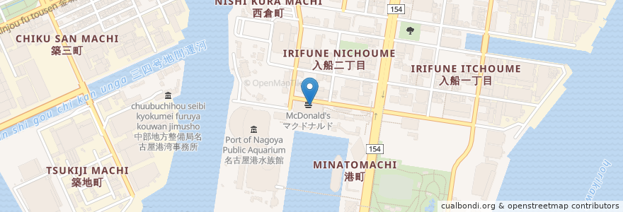 Mapa de ubicacion de スガキヤ en Japan, Aichi Prefecture, Nagoya, Minato Ward.