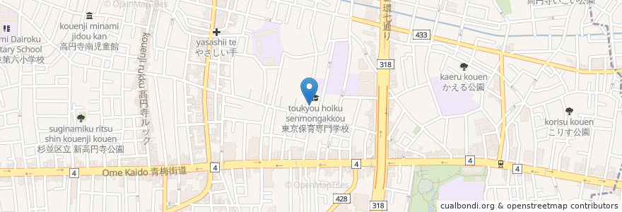 Mapa de ubicacion de 高円寺グループ保育室（保育室コロボックル） en Япония, Токио, Сугинами.