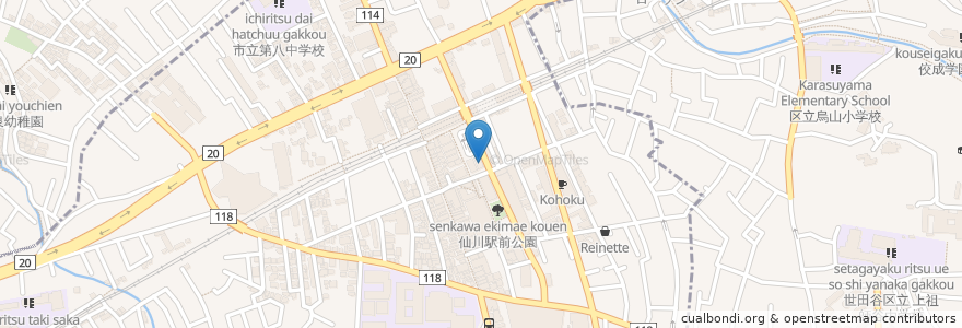 Mapa de ubicacion de くいもの屋わん en ژاپن, 東京都, 調布市.