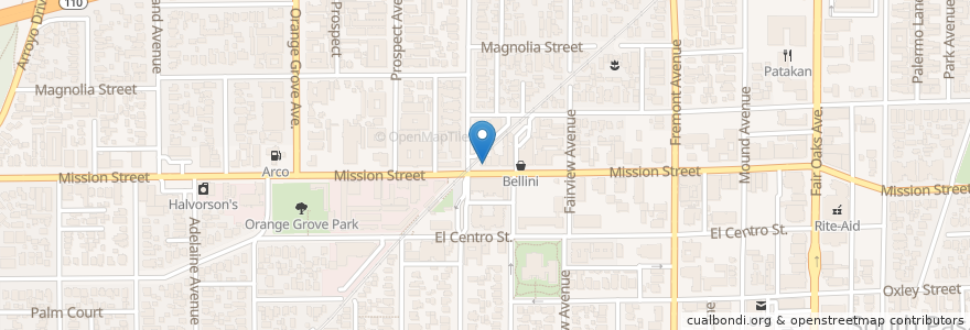 Mapa de ubicacion de Buster's en Stati Uniti D'America, California, Los Angeles County, South Pasadena.
