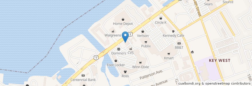 Mapa de ubicacion de Five Guys en アメリカ合衆国, フロリダ州, モンロー郡, Key West.