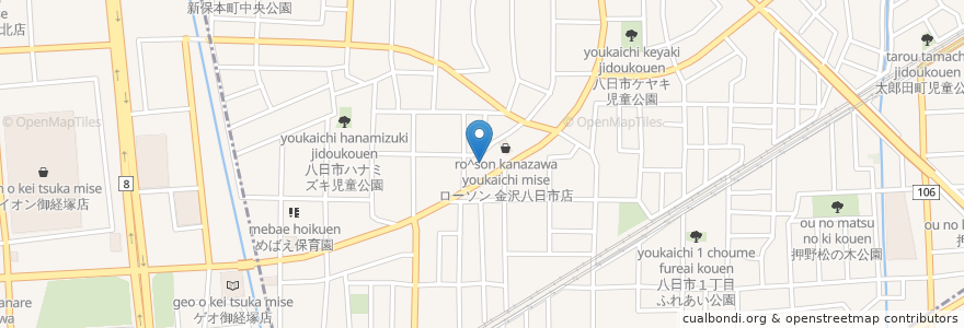 Mapa de ubicacion de 丸亀製麵八日市店 en Japão, 石川県, 金沢市.