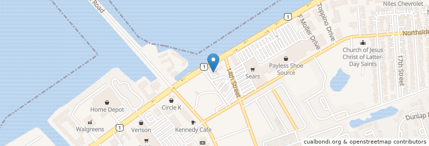 Mapa de ubicacion de Dunkin' Donuts en 美利坚合众国/美利堅合眾國, 佛罗里达州/佛羅里達州, 门罗县/門羅郡, Key West.