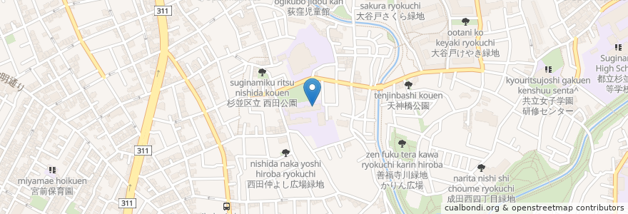 Mapa de ubicacion de 西田ゆうゆうハウス en 일본, 도쿄도, 杉並区.