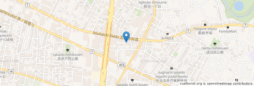 Mapa de ubicacion de 障害者地域相談支援センター「すまいる高井戸」 en Япония, Токио, Сугинами.