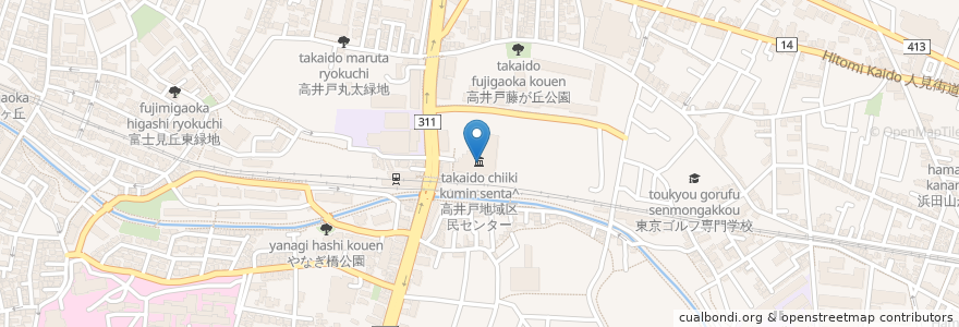 Mapa de ubicacion de ひととき保育高井戸 en Giappone, Tokyo, 杉並区.