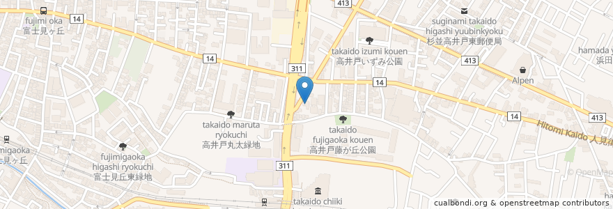 Mapa de ubicacion de 杉並福祉事務所高井戸事務所 en Japão, Tóquio, 杉並区.