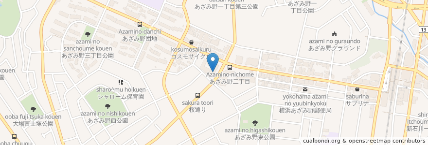 Mapa de ubicacion de あざみ野青葉デンタルクリニック en Japonya, 神奈川県, 横浜市, 青葉区.