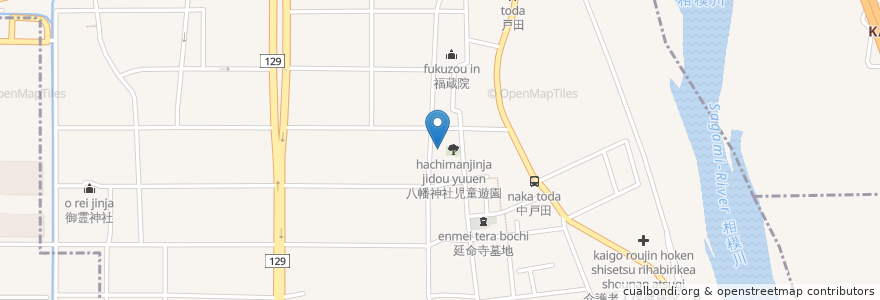 Mapa de ubicacion de 八幡神社 en 日本, 神奈川県, 厚木市.