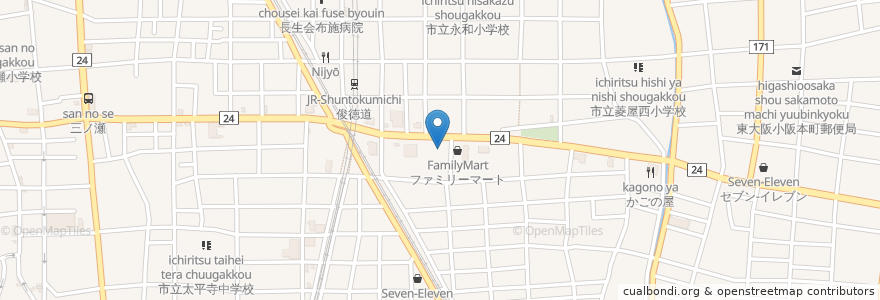Mapa de ubicacion de 大山クリニック en Japan, Osaka Prefecture, Higashiosaka.