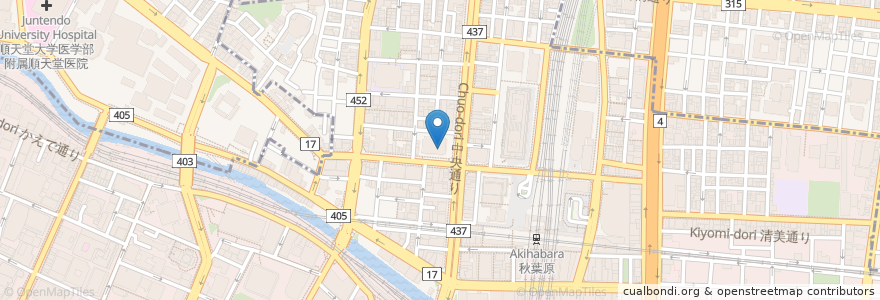 Mapa de ubicacion de ベルサール秋葉原 en Japon, Tokyo, 千代田区.
