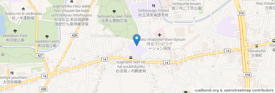 Mapa de ubicacion de 大宮小学童クラブ en 일본, 도쿄도, 杉並区.