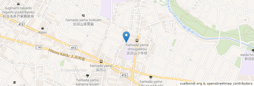 Mapa de ubicacion de 浜田山第二学童クラブ en Japão, Tóquio, 杉並区.