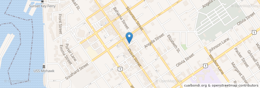 Mapa de ubicacion de Onlywood Pizzeria en Amerika Syarikat, Florida, Monroe County, Key West.