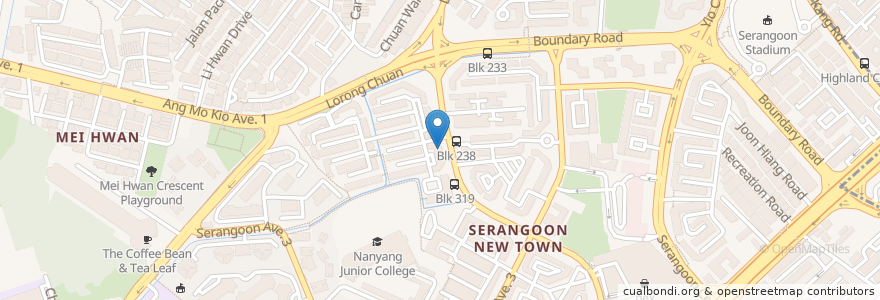 Mapa de ubicacion de UOB en Singapur, Southeast.