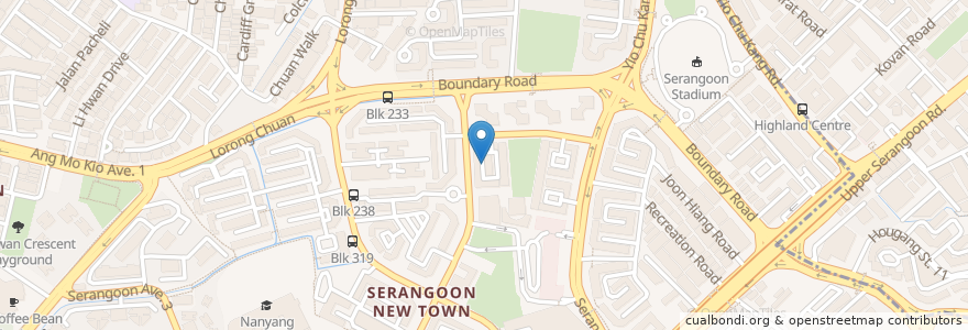 Mapa de ubicacion de UOB en Singapore, Southeast.