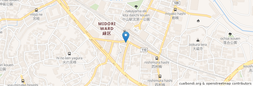 Mapa de ubicacion de めぐみ歯科医院 en Japonya, 神奈川県, 横浜市, 緑区.
