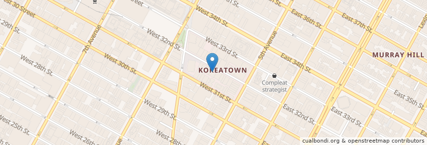 Mapa de ubicacion de Karaoke City en Соединённые Штаты Америки, Нью-Йорк, Нью-Йорк, Округ Нью-Йорк, Манхэттен, Manhattan Community Board 5.