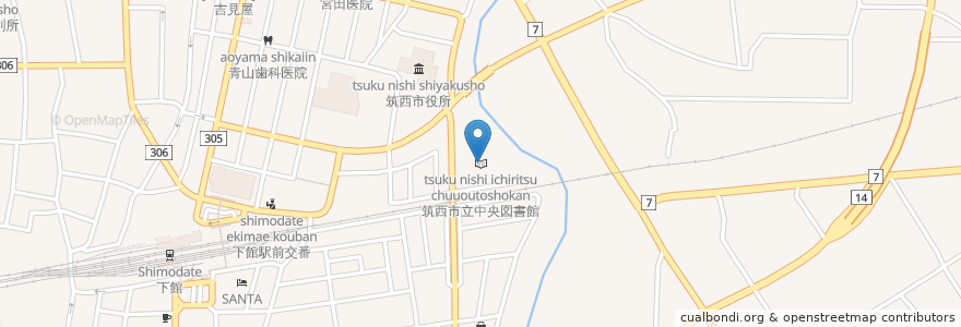 Mapa de ubicacion de 筑西市立中央図書館 en ژاپن, 茨城県, 筑西市.