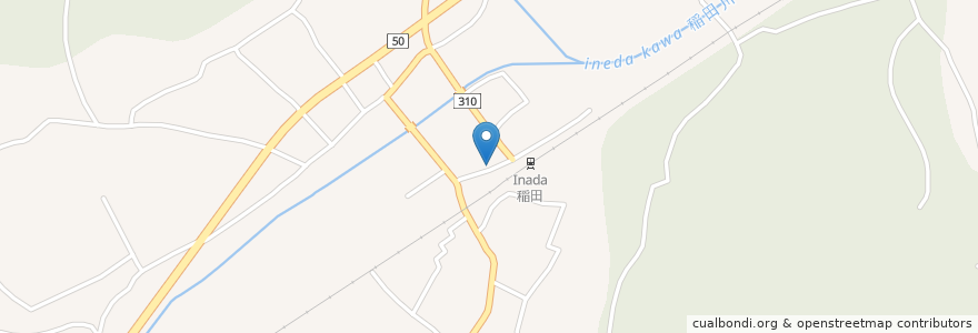 Mapa de ubicacion de 稲田郵便局 en 日本, 茨城県, 笠間市.