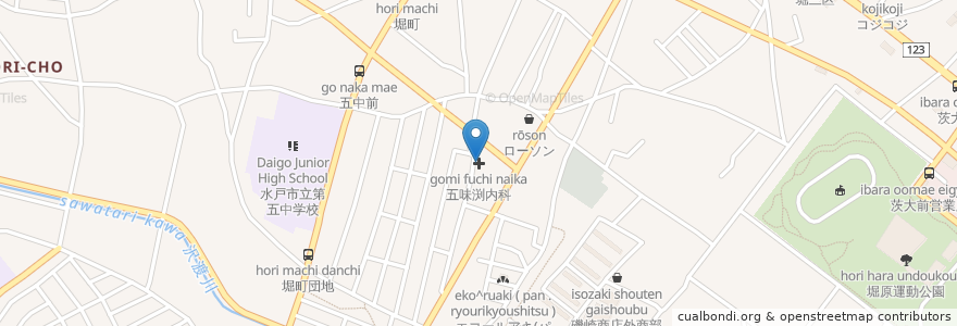 Mapa de ubicacion de 五味渕内科 en اليابان, إيباراكي, 水戸市.