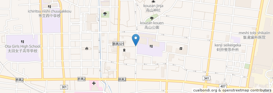 Mapa de ubicacion de 春日神社鳥居 en Jepun, 群馬県, 太田市.