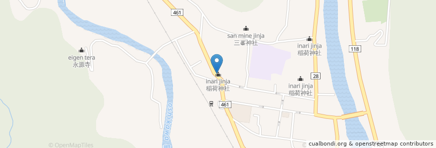 Mapa de ubicacion de 稲荷神社 en Japão, 茨城県, 久慈郡, 大子町.
