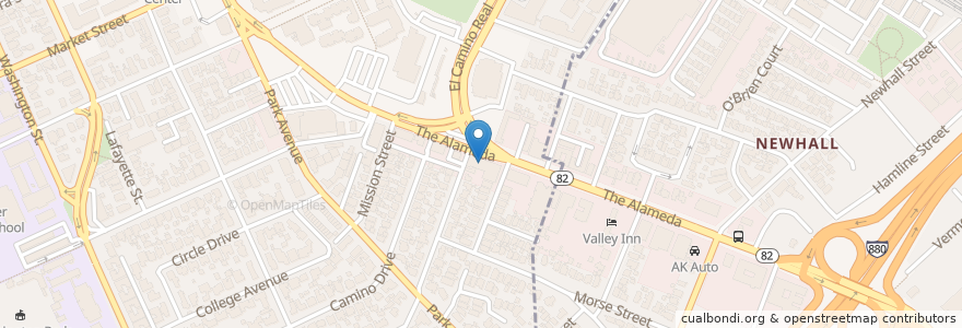 Mapa de ubicacion de Phone Hut en 미국, 캘리포니아주, Santa Clara County.