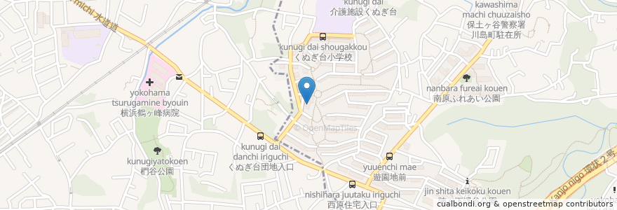 Mapa de ubicacion de くぬぎ台診療所 en Japón, Prefectura De Kanagawa, Yokohama, 旭区.