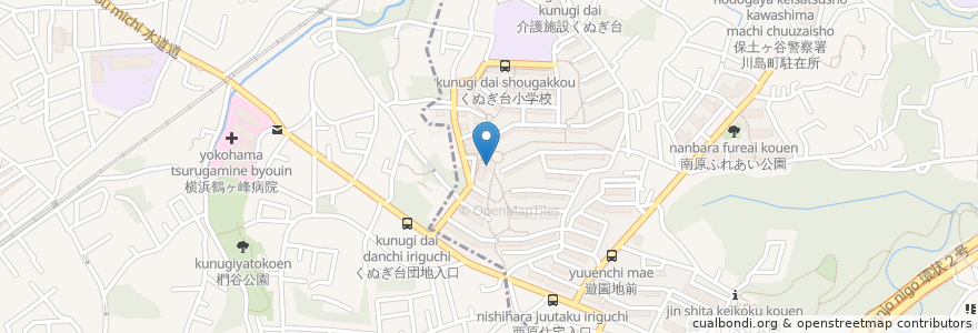 Mapa de ubicacion de くぬぎ台歯科 en Japan, Präfektur Kanagawa, Yokohama, 旭区.