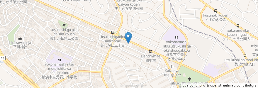 Mapa de ubicacion de 美しが丘 どろんこ保育園 en 일본, 가나가와현, 川崎市, 宮前区.
