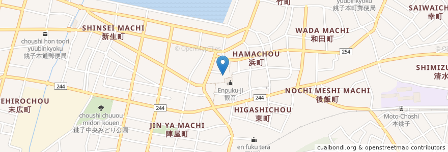 Mapa de ubicacion de 五重塔 en اليابان, 千葉県, 銚子市.