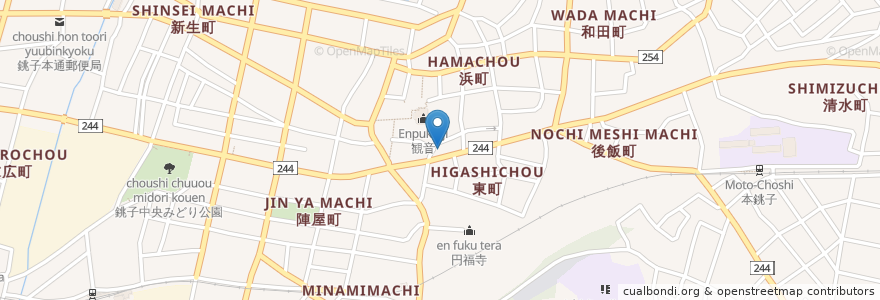 Mapa de ubicacion de 島田病院駐車場 en Japon, Préfecture De Chiba, 銚子市.