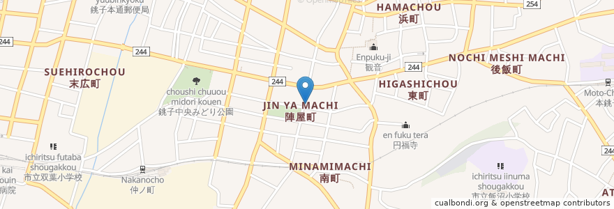 Mapa de ubicacion de 喫茶ビッキー en Japon, Préfecture De Chiba, 銚子市.