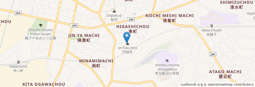 Mapa de ubicacion de 円福寺 en Japon, Préfecture De Chiba, 銚子市.
