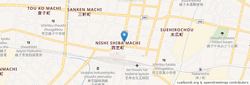 Mapa de ubicacion de マクドナルド en 日本, 千葉県, 銚子市.