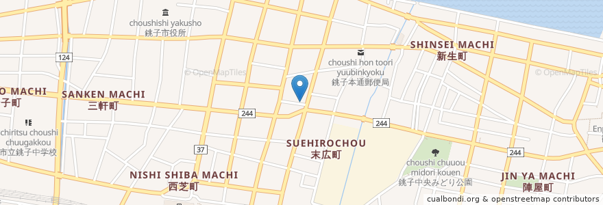 Mapa de ubicacion de 銚子信用金庫本店 en Japonya, 千葉県, 銚子市.