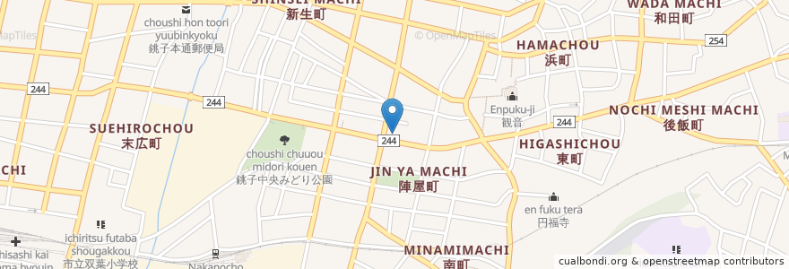 Mapa de ubicacion de 京葉銀行　銚子支店 en Jepun, 千葉県, 銚子市.