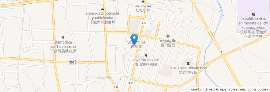 Mapa de ubicacion de 足利銀行下館店 en Japon, Préfecture D'Ibaraki, 筑西市.